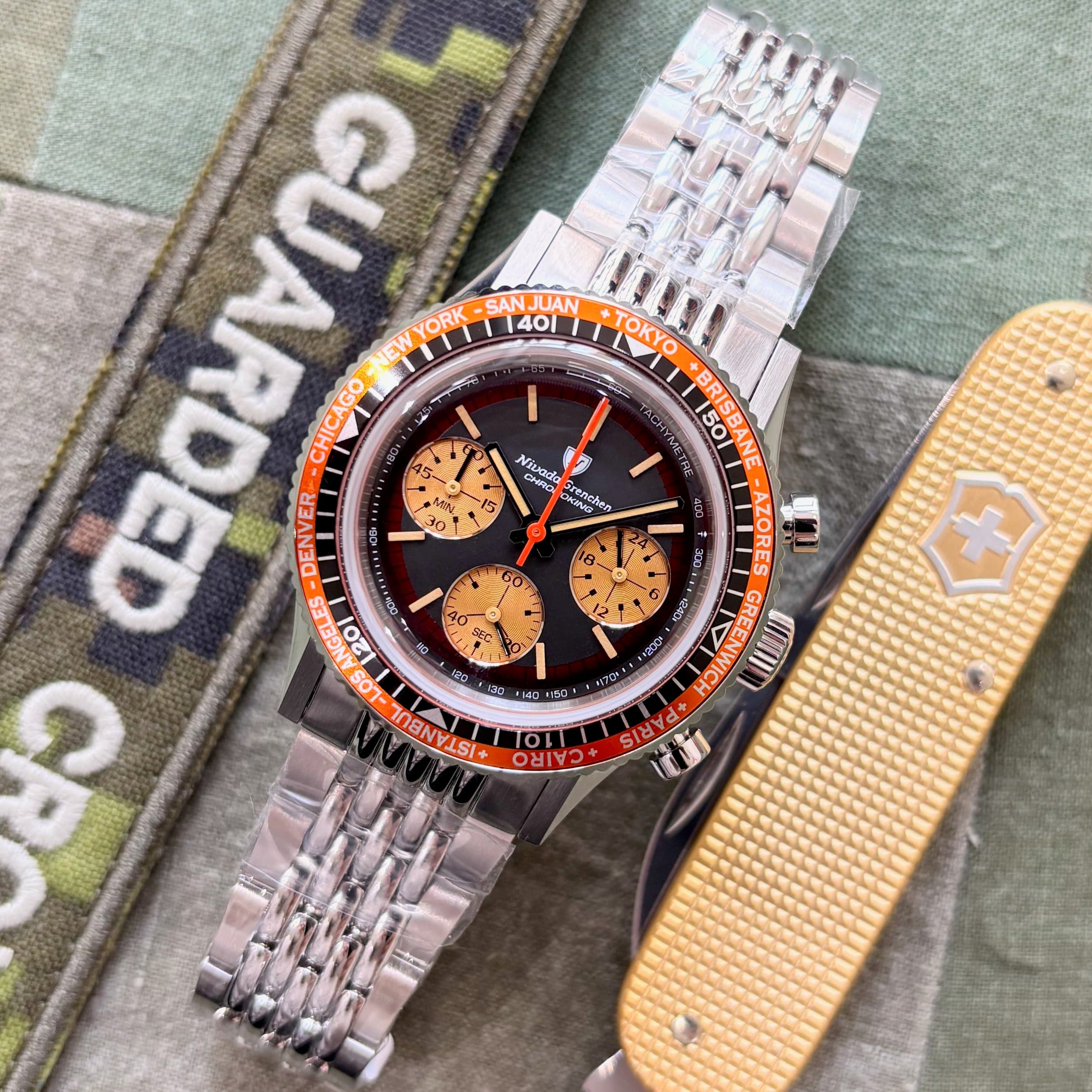 Nivada Grenchen Chronoking Mecaquartz Racing Black Amber - Photo 1