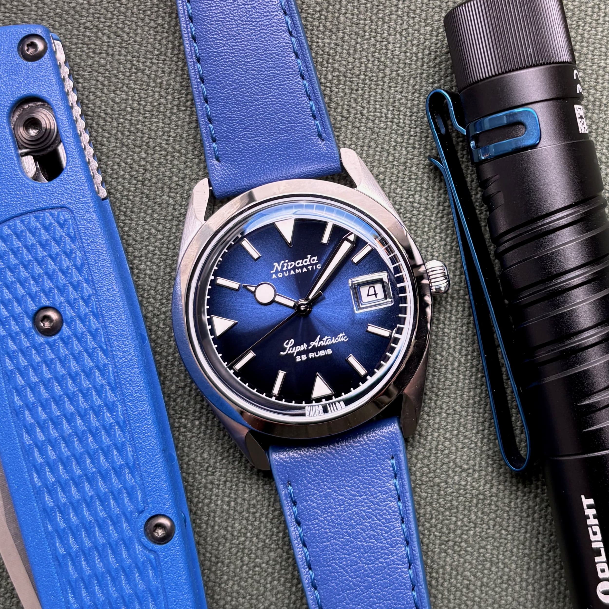Nivada Grenchen Super Antarctic Blue w/ Date - Photo 1