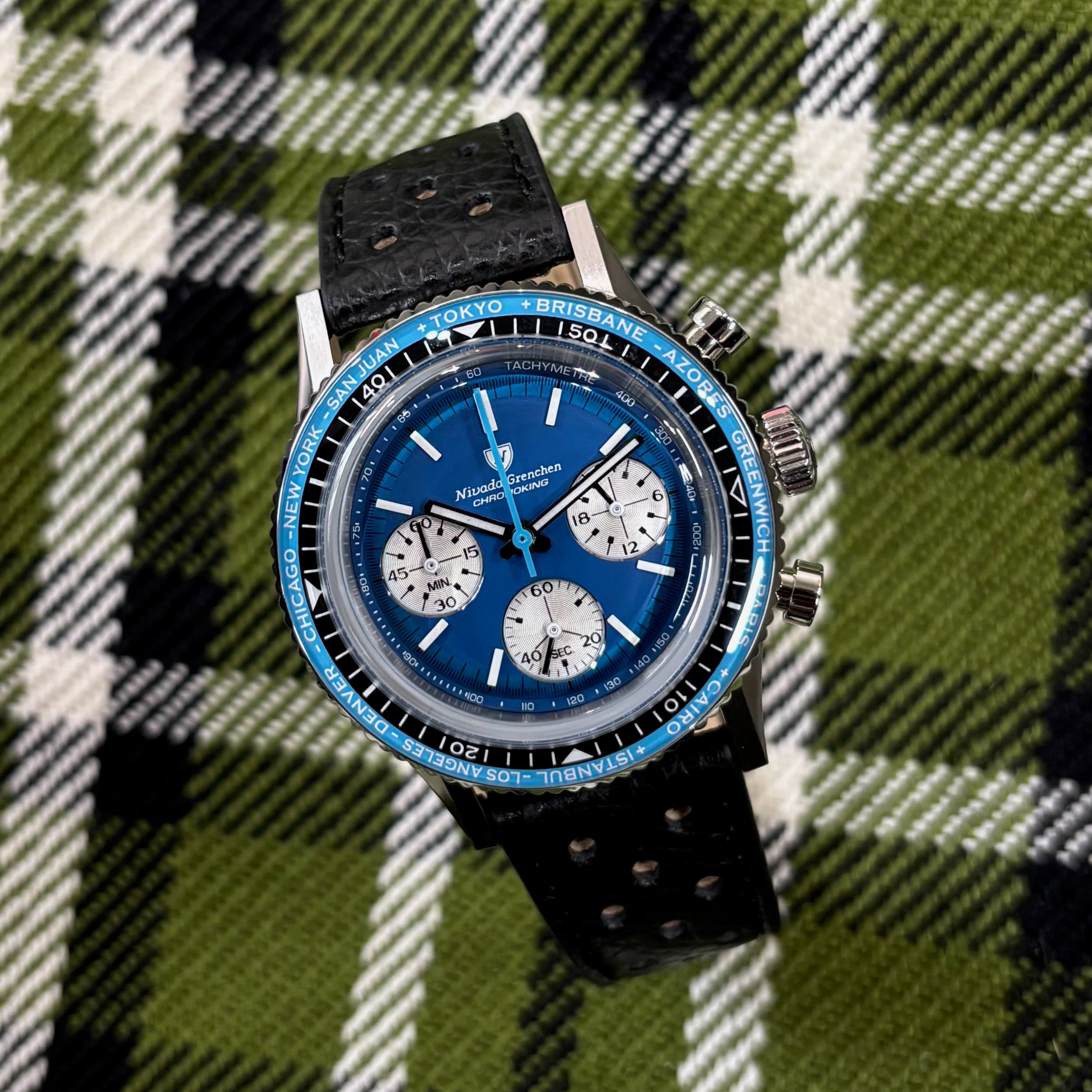 Nivada Grenchen Chronoking Mecaquartz Racing Blue Lagoon - Photo 1