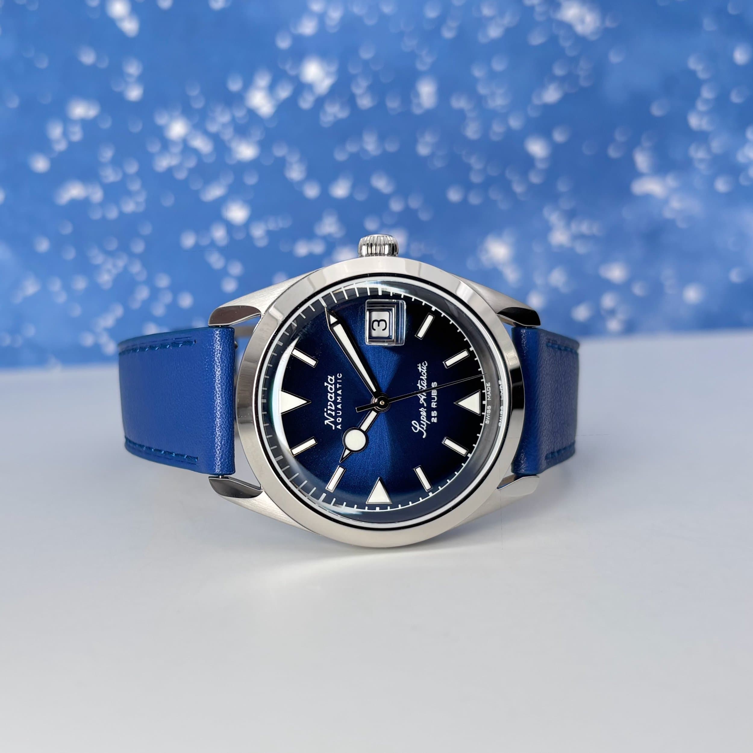 Nivada Grenchen Super Antarctic Blue with Date - Photo 1